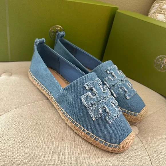 Tory Burch denim DOUBLE T ESPADRILLE shoes - Picture 7 of 10